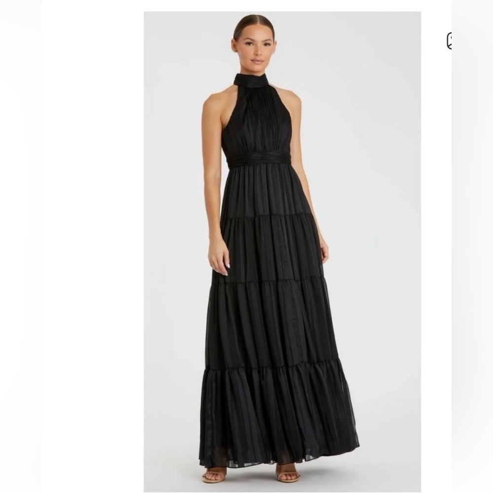 Mac Duggal Black Tiered Maxi Dress 8 Worn Once